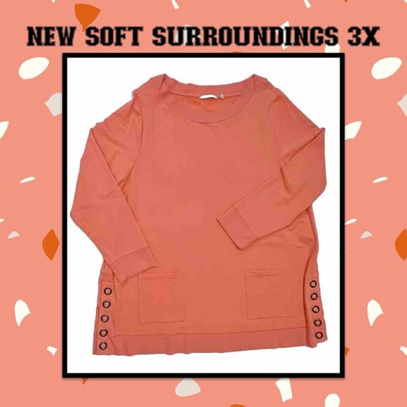 New Soft Surroundings Make it Snappy Pullover Tunic 3X Peachy Pink - Picture 1 of 3